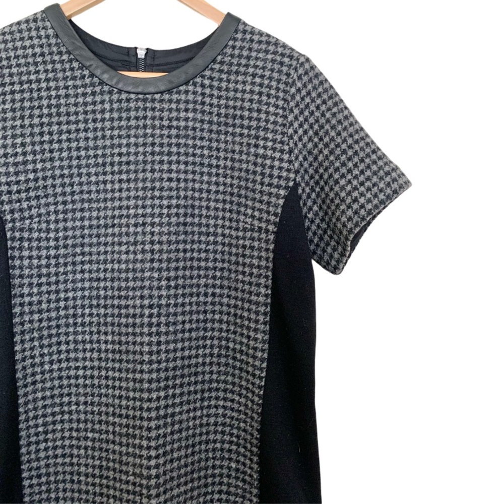 J. Crew Wool & Leather Houndstooth Dress
